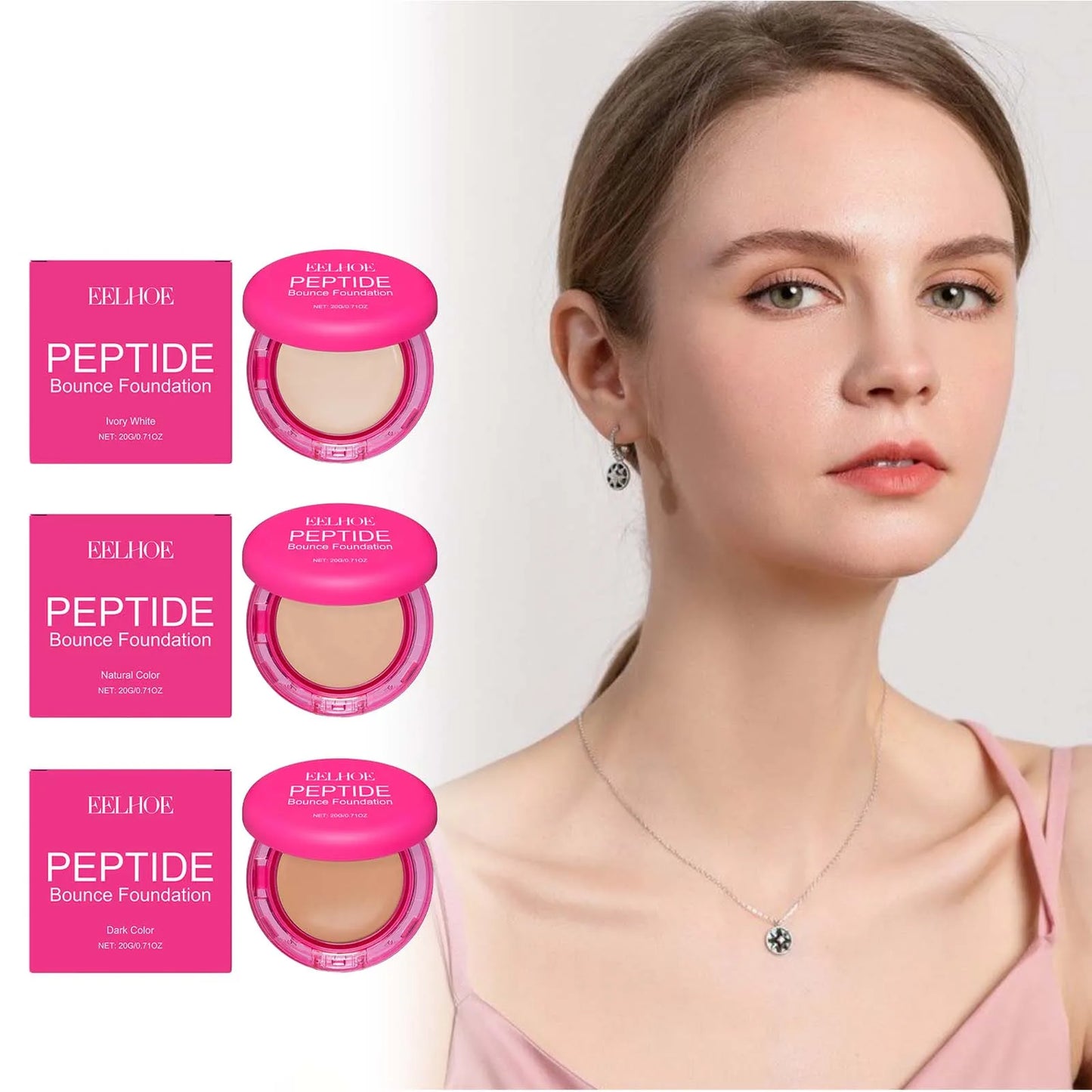 Peptide Bounce Balm Foundation Lasting Full Coverage Concealer Covers Spot Blemishes Brightening Oil Control Makeup Base Cream Peaceful Pleasures Health and Wellness