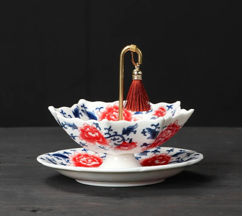 Rain Umbrella Tea Leakage Kung Fu Tea Accessories Ceramic Filters Tea Partitions Desktop Ornaments Fashion Tea Table Decorations Peaceful Pleasures Health and Wellness Red