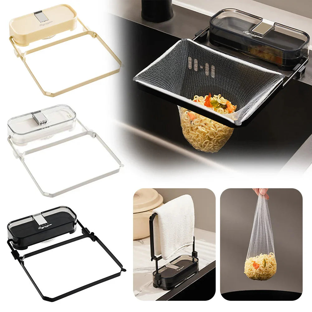 Foldable Sink Strainer Rack + 50 Disposable Mesh Filter Bags