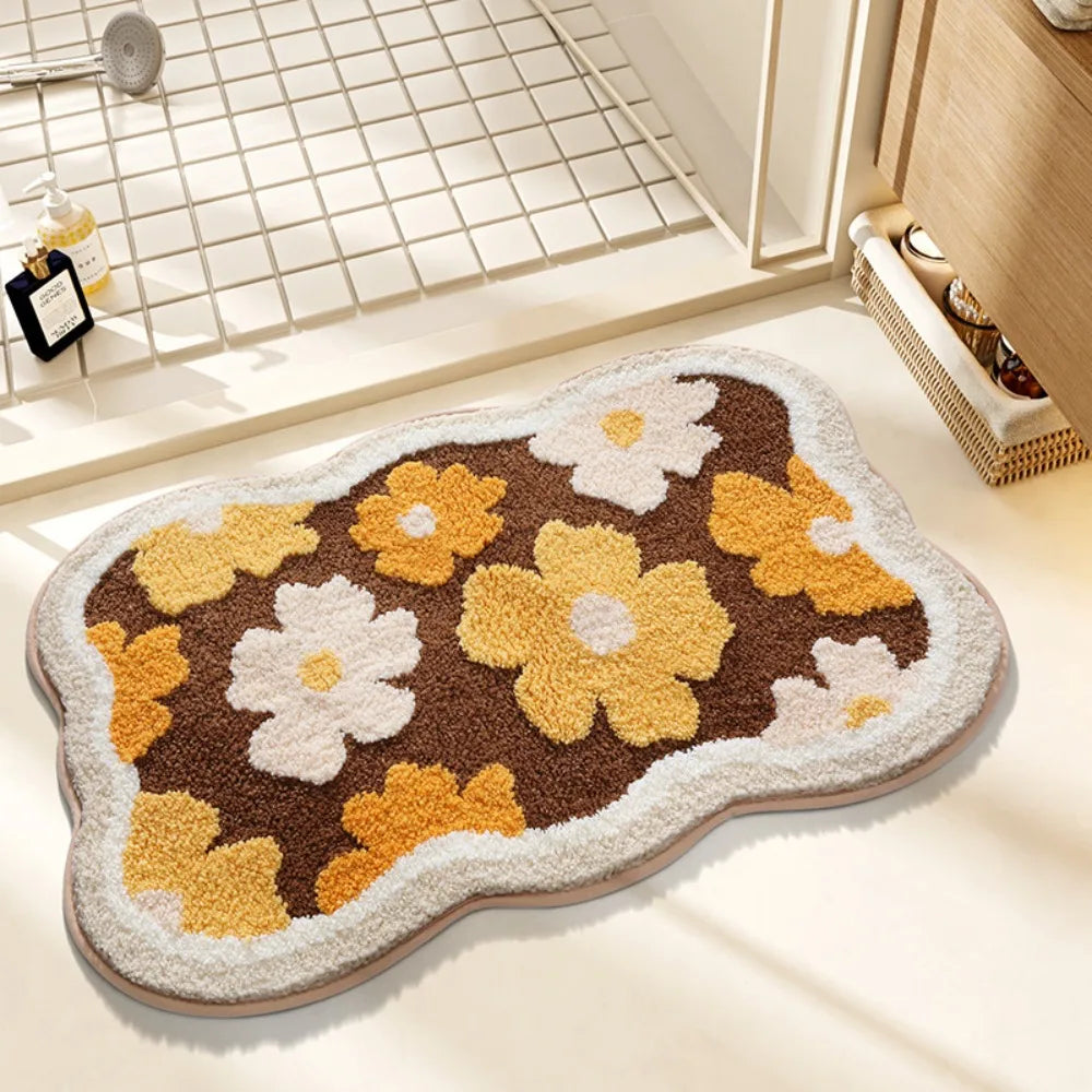 Floral Bathroom Floor Mat – Non-Slip, Soft & Absorbent 30×50cm