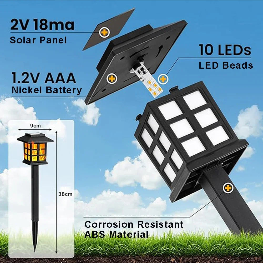 Solar Flame Torch Lights 10 LED Flickering Waterproof Garden Lamp