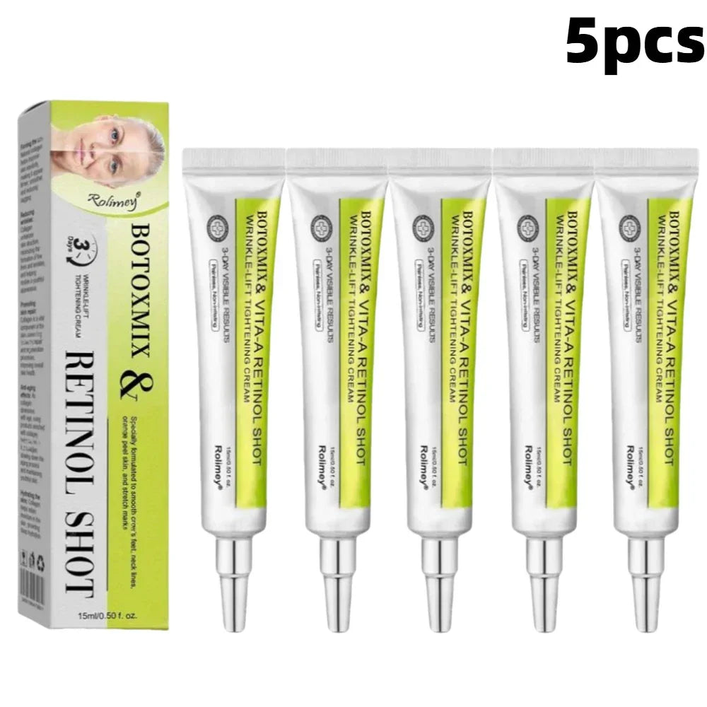 15g Retinal-Shot Tightening Booster Face Cream & Eye Cream Anti-Aging Firming Lifting, Fade Fine Lines, Night Moisturizer Peaceful Pleasures Health and Wellness 5PCS