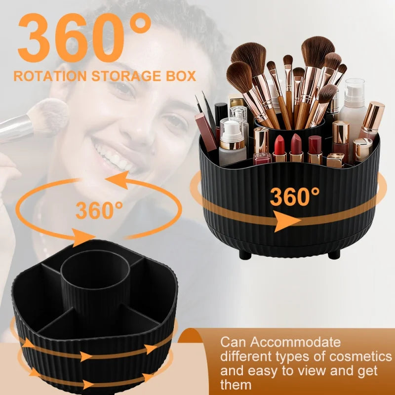 360° Rotating Makeup Organizer with Drawers | Desk Storage Box