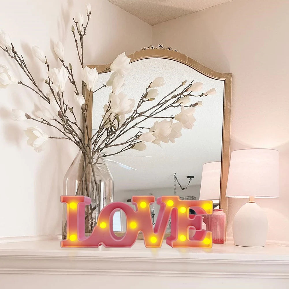 A36T-Love Letter Lamp English Romantic Surprise Decoration Modeling Lamp Proposal Scene Layout Peaceful Pleasures Health and Wellness Pink