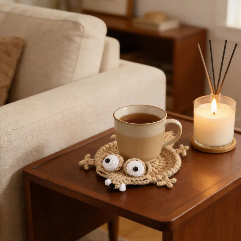 Handmade Crochet Squirrel Coaster | Heat-Resistant Non-Slip Cup Mat