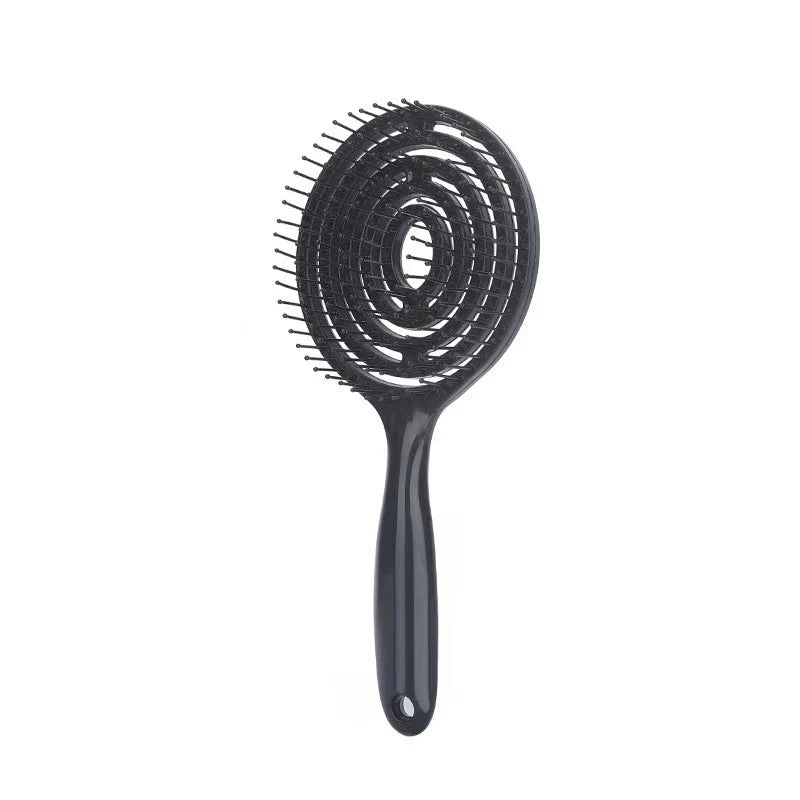 Lollipop Hollow Volumizing Hair Comb | Macaron Colors Volumizing Hair Comb Peaceful Pleasures Health and Wellness black