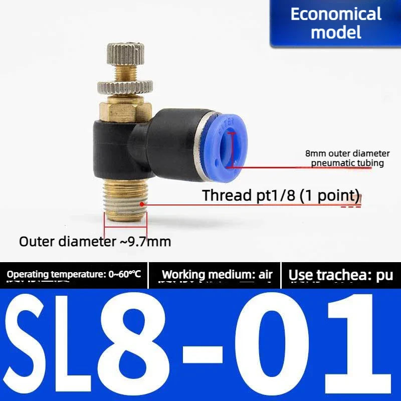 Quick Connect Pneumatic Air Speed Throttle Valve SL 4–12mm