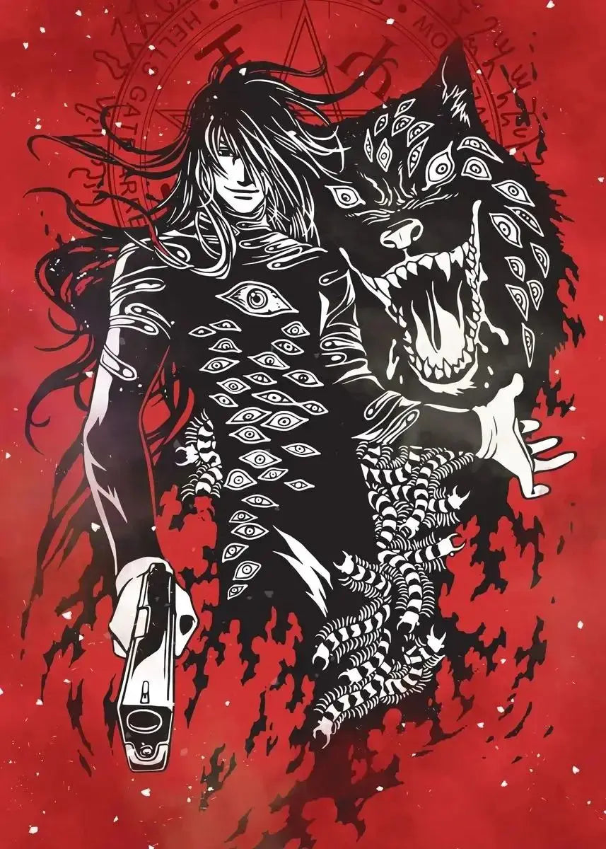 Horror Anime Hellsing Ultimate Posters Manga Canvas Painting Prints Wall Art Mural for Living Room Study Home Decor Peaceful Pleasures Health and Wellness 7 40x60cm Unframed