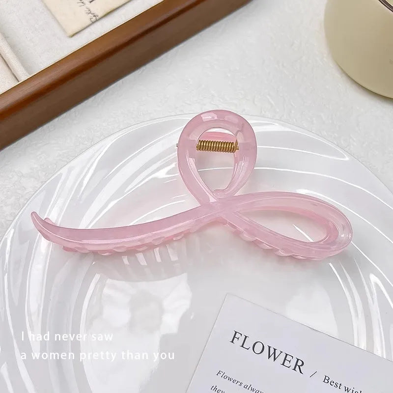 Elegant Jelly Bow Hair Claw Women Girls Sweet Ornament Back Headband