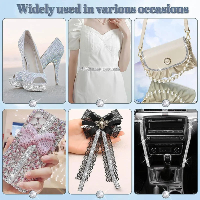 1 Yards Resin Rhinestone Ribbon Self Adhesive Diamond Ribbon Crystal Roll Glitter Resin Diamond Belt Bling For DIY Art Craft Peaceful Pleasures Health and Wellness