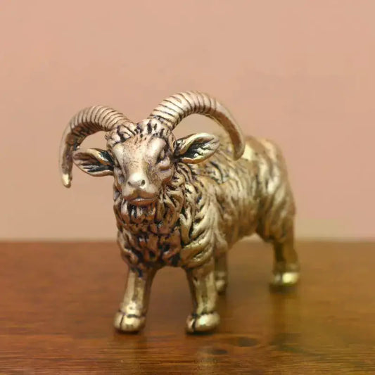 Brass Goat Figurine | Copper Desktop Ornament & Home Decor Brass Animal Figurine Peaceful Pleasures Health and Wellness Default Title