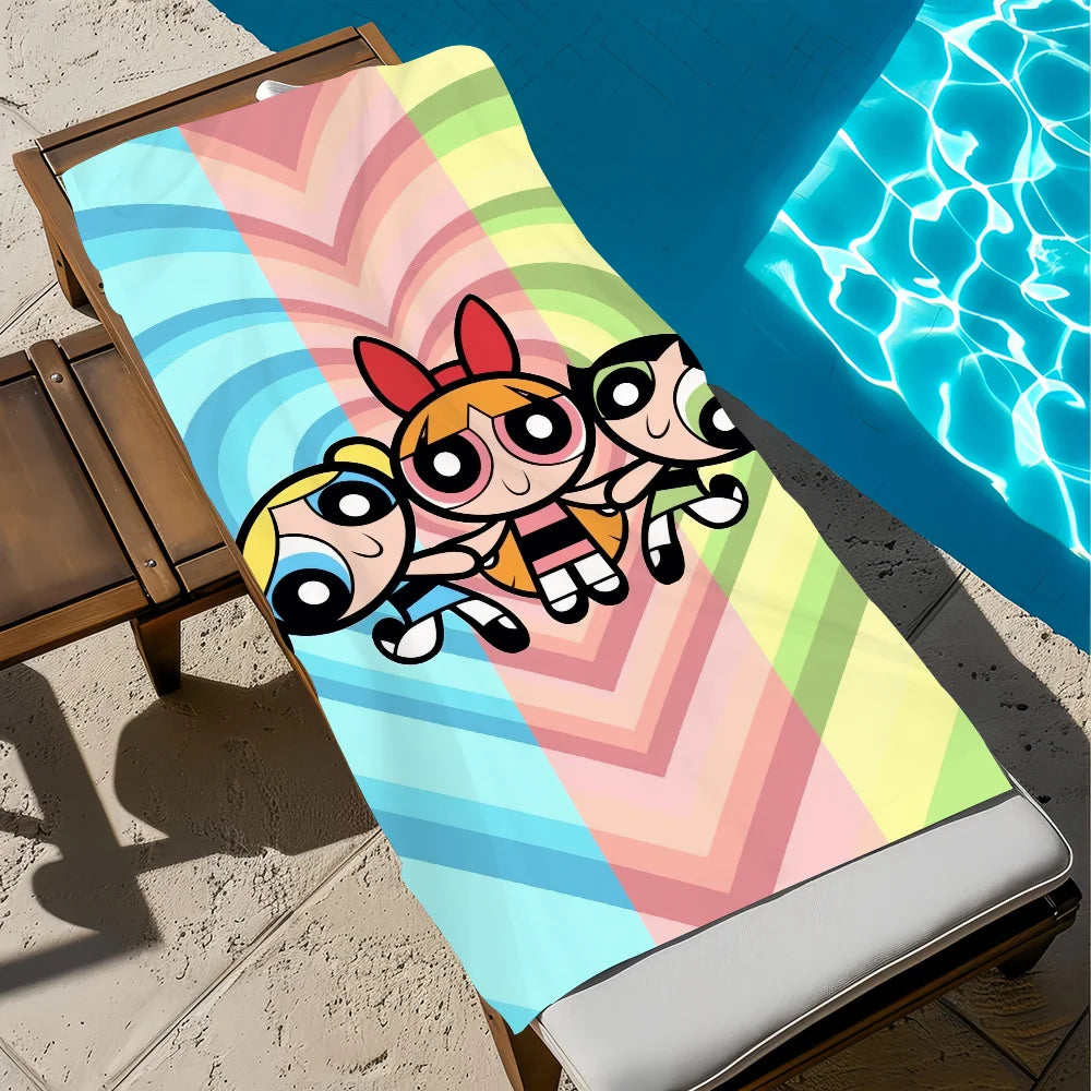 Powerpuff Girls Quick-Dry Beach Towel | Soft Cartoon Pool Towel