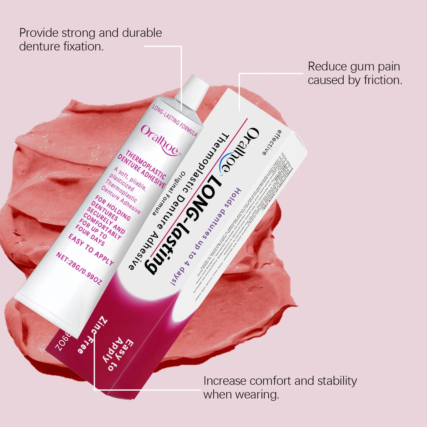 Oralhoe Long-Lasting Denture Adhesive Cream | 4-Day Hold
