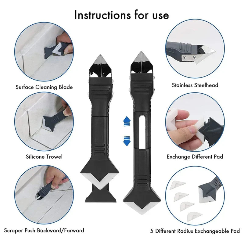 9-in-1 Silicone Caulk Scraper & Sealant Finisher Tool Kit