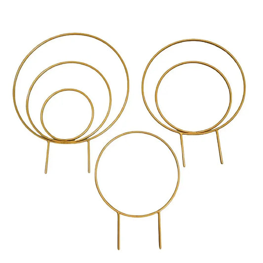 Set of 3 Round Metal Plant Trellises for Climbing Houseplants Plant Trellis Set Peaceful Pleasures Health and Wellness Gold