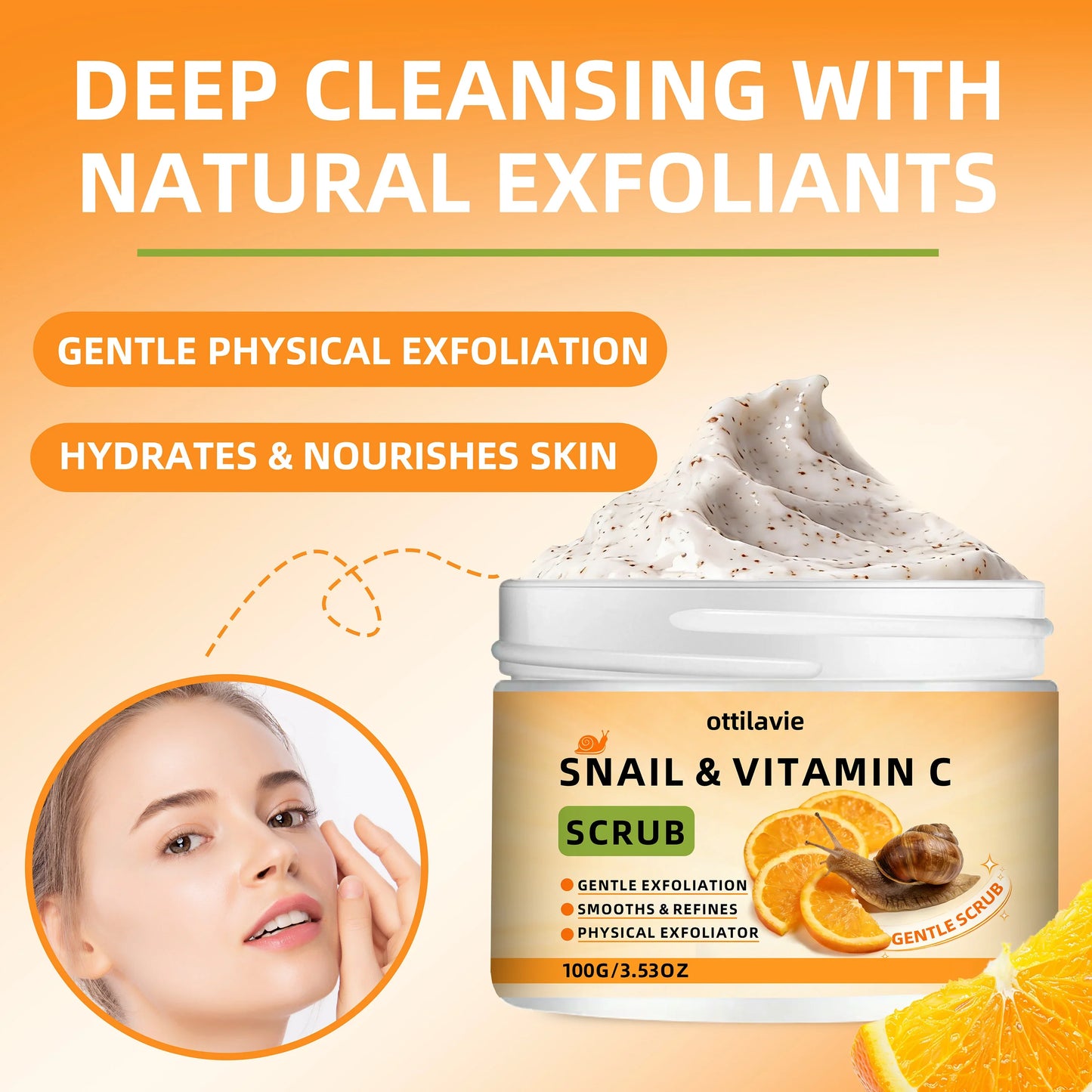 Ottilavie Snail Vitamin C Face Scrub – All Skin Types