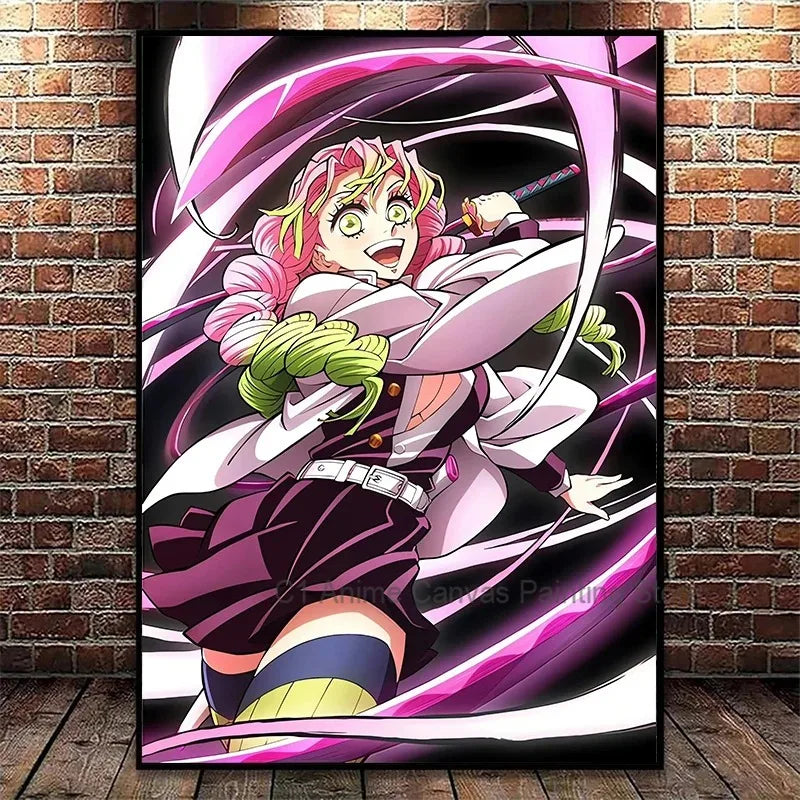 Japanese Anime Demon Slayer Wall Art Poster Nezuko and Tanjiro Home Decor Prints Living Room Bedroom Canvas Painting Mural Gifts Peaceful Pleasures Health and Wellness C1-99-12 55x75cm