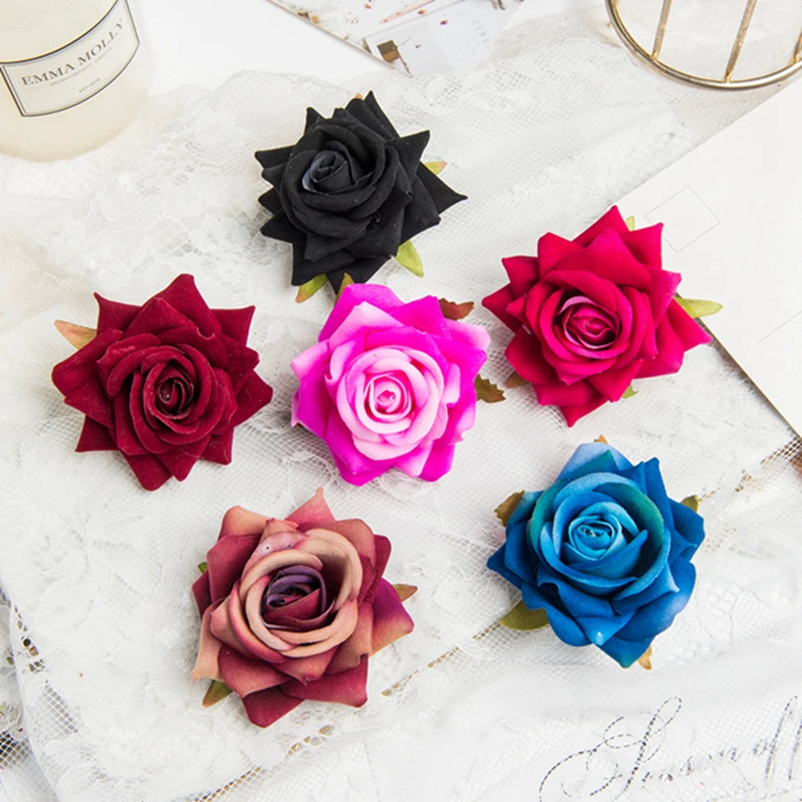 Artificial Silk Rose Flower Heads 5/10 Pcs | Wedding & Home Décor