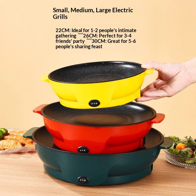 Electric MultiCooker Electric Frying Pan 220V Househould Barbecue Fried Steak Fish Omelette Frying Pan Non-stick Cooking Machine Peaceful Pleasures Health and Wellness