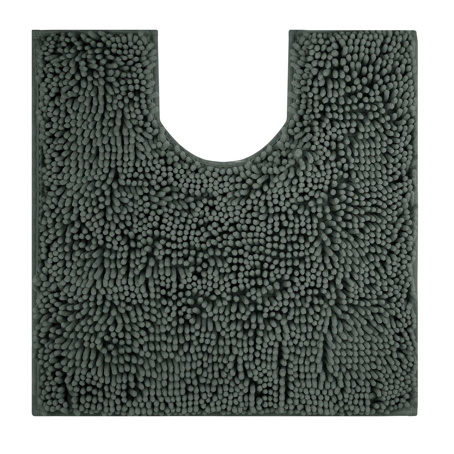 Toilet Rug U-Shaped Super Absorbent Chenille Bathroom Mats Non-Slip Backing Machine Washable For Bathrooms Floor Decoration Peaceful Pleasures Health and Wellness Black 50x50CM U-Shape