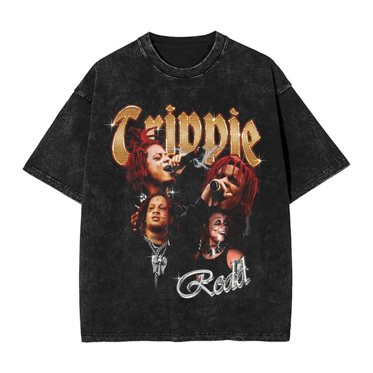 Trippies T Shirt Summer Red Hair Redds Y2K Funny T-Shirts Cotton Hip Hop Tee Shirt For Men Short Sleeves Loose Top Tees Peaceful Pleasures Health and Wellness black XL