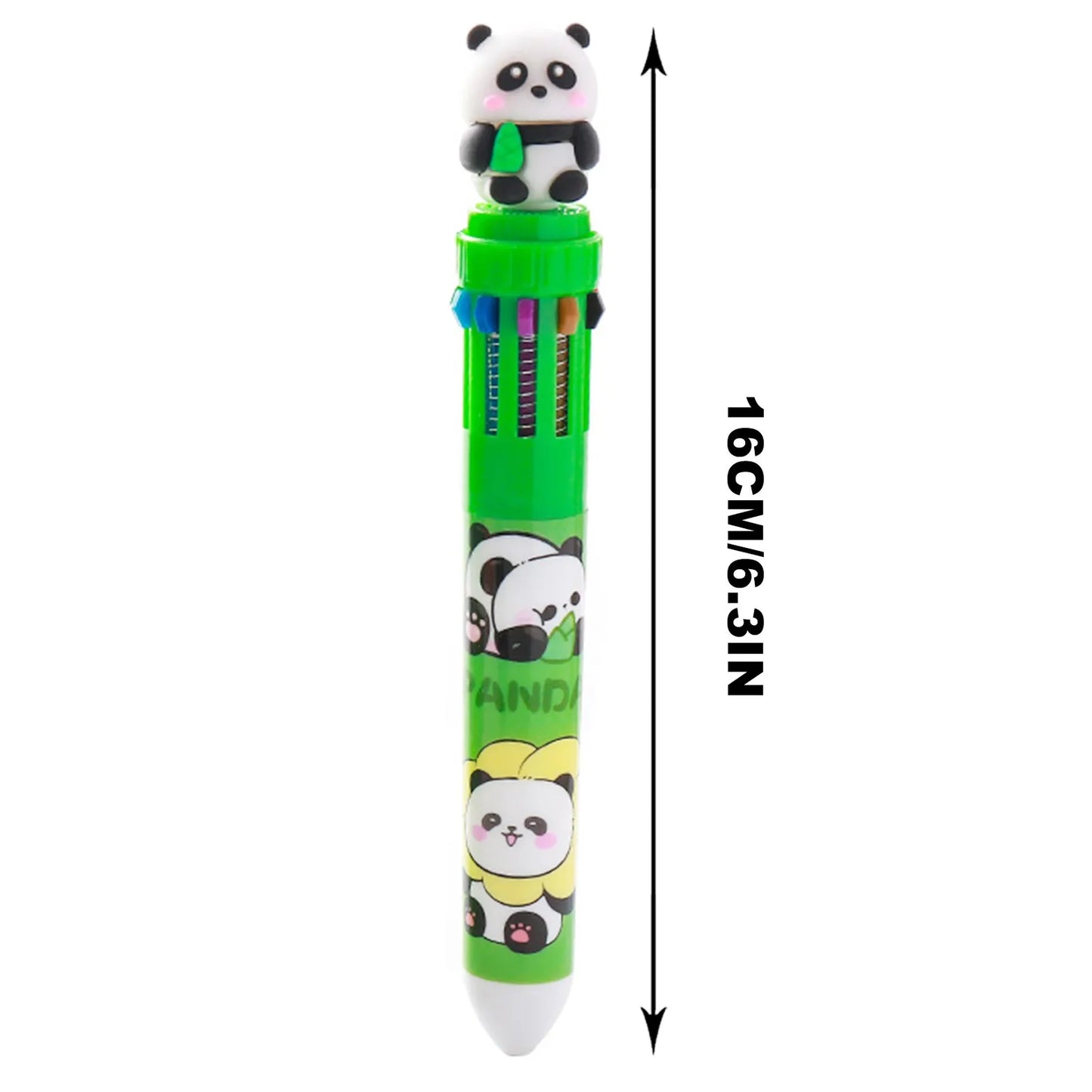 Cute Panda 10-in-1 Multicolor Ballpoint Pen | Kawaii Stationery