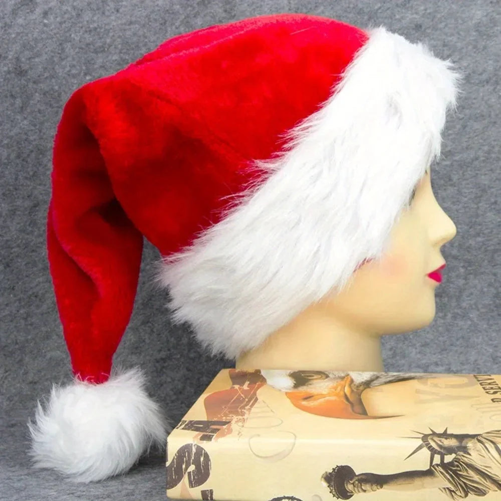 Plush Santa Hat for Adults & Kids – Adjustable Christmas Cap