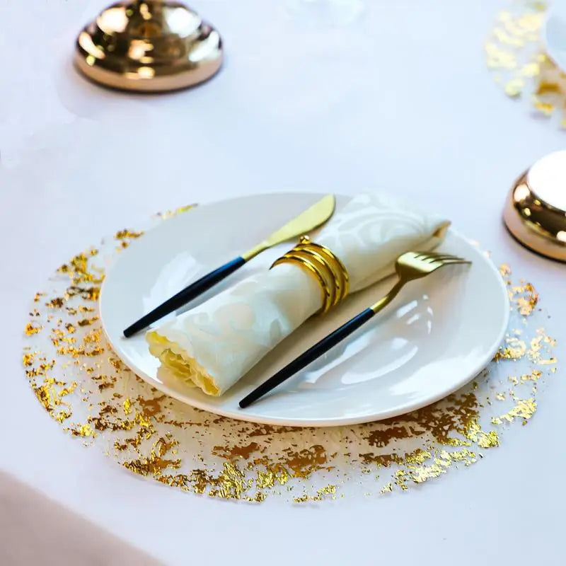 100pc Gold Foil Round Place Mats 13" | Party Table Mats