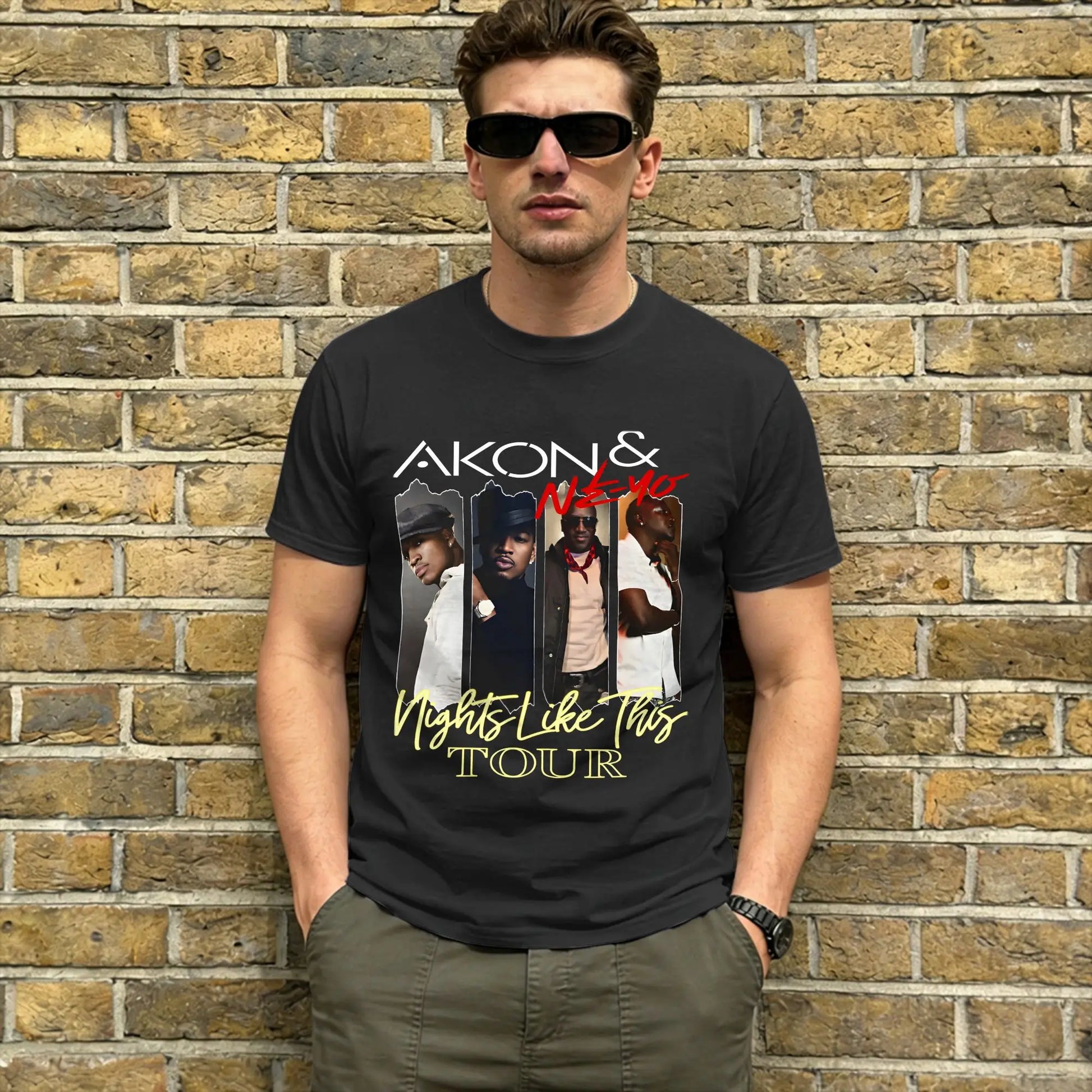Akon T-Shirt Men Nights Like This Tour 2026 Creative Cotton Tees O Neck Short Sleeve T Shirts Graphic Clothes Peaceful Pleasures Health and Wellness