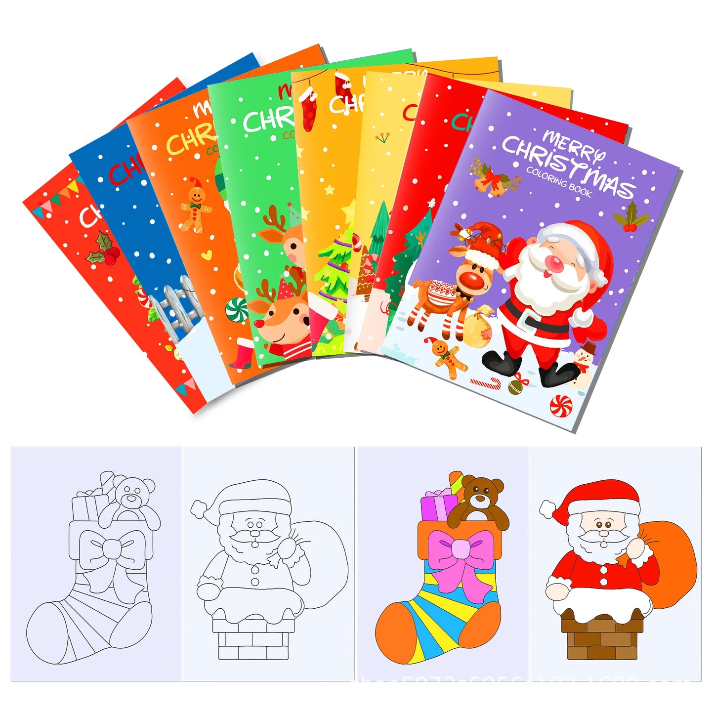 Two Sets Christmas Diy Colorful Cartoon Drawing Books Picture Book