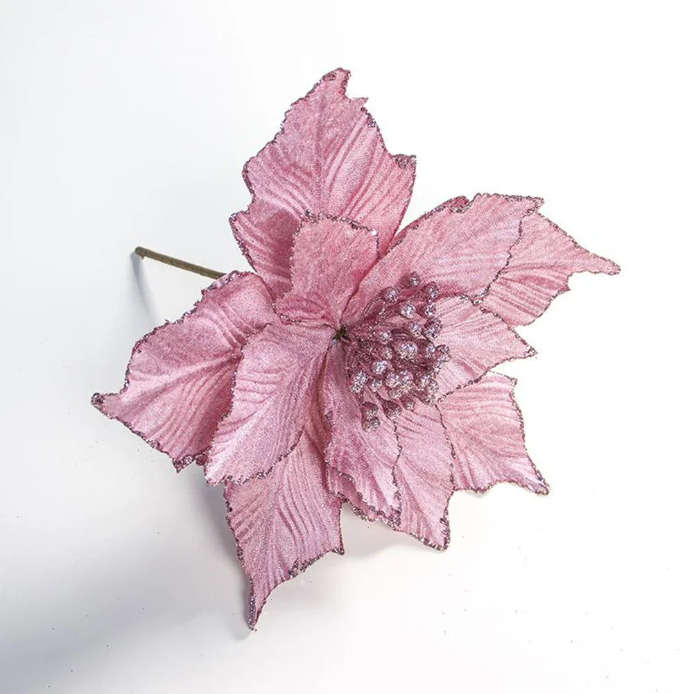 28cm Glitter Poinsettia Christmas Ornament | Artificial Flower