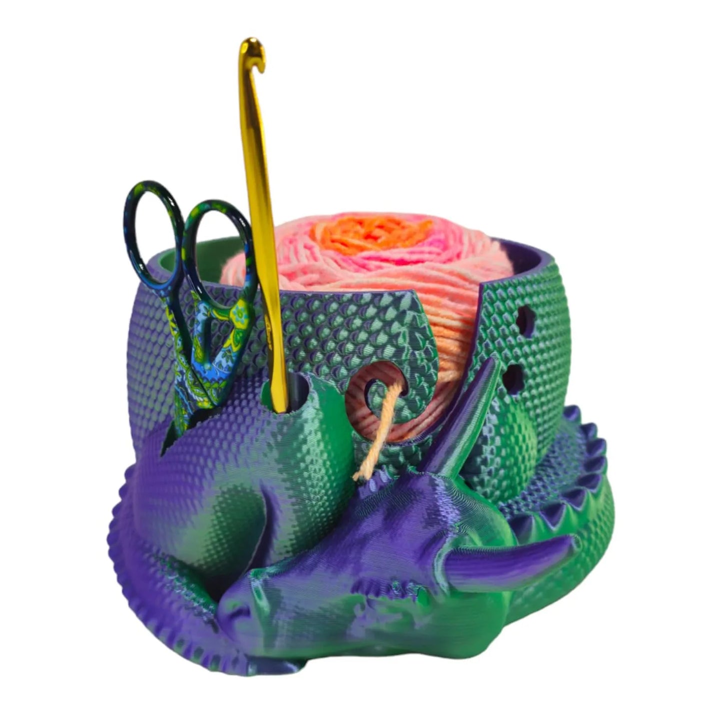 3D Printed Yarn Organizer Bowl Creative Knitting Bowl Dragon and Egg Yarn Storage Organizer Crochet Yarn Holder Yarn Organizer Peaceful Pleasures Health and Wellness Green One Size