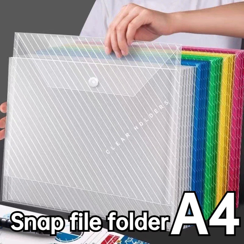 5-Pack A4 Waterproof Snap File Bags – Transparent Storage