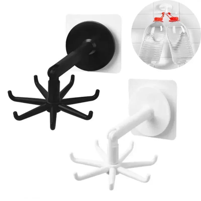 Folding Kitchen Rotating Home and Decoration Hexagonal Hook Bathroom Organizer Storage Self-adhesive Hooks Coat Racks Hanging Peaceful Pleasures Health and Wellness