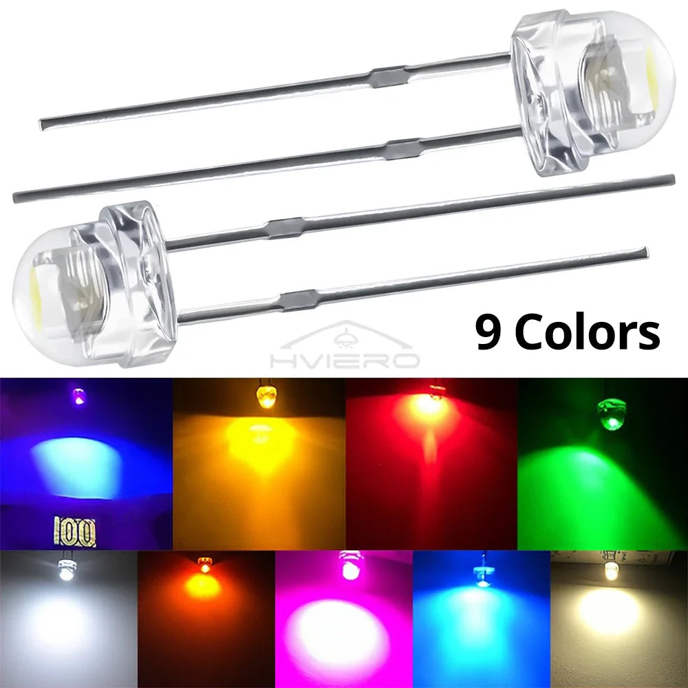 100Pcs 5mm Straw Hat LED Diodes – Wide Angle DIY Light Beads