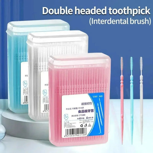 Portable Ultra-Fine Toothpicks, Disposable Family Box, Double-Head High-End Personalized Creative Fruit Sticks Dental Floss Peaceful Pleasures Health and Wellness
