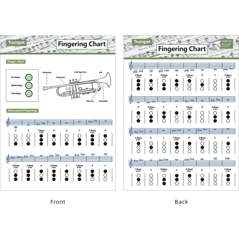 Compact Trumpet Diagrams Basic Fingering Chart Practice Tool