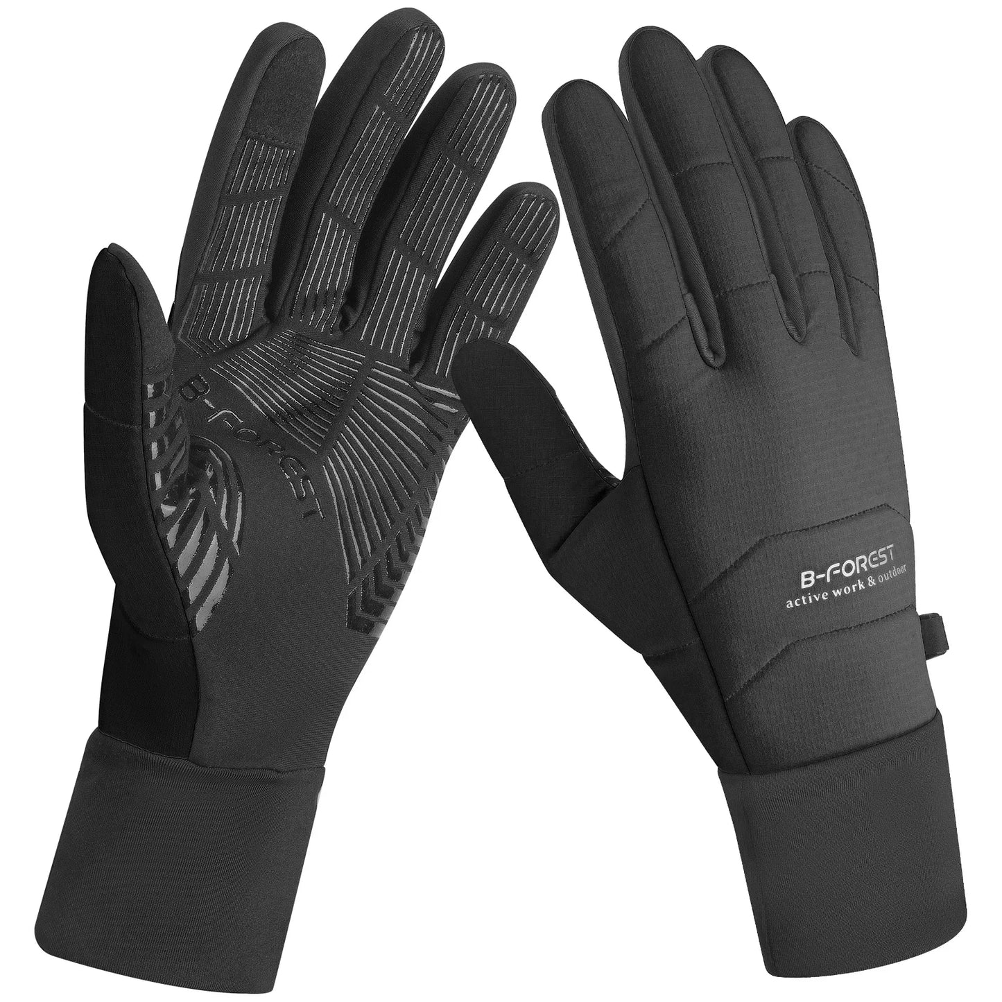 1pair Fall Winter Thermal Gloves for Men & Women - Non-Slip Grip, Cold Weather Outdoor Sports Gloves for Biking, Running, Skiing Peaceful Pleasures Health and Wellness Black XL