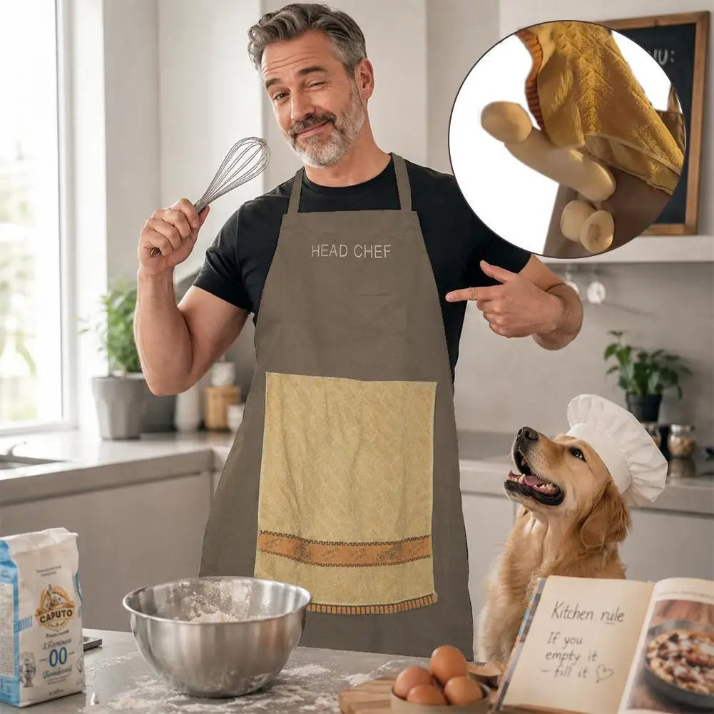 Funny Prank Chef Apron For Men BBQ Grilling Cooking Adjustable Cotton Men's Kitchen One Size Novelty Gift Father's Day Apron Peaceful Pleasures Health and Wellness