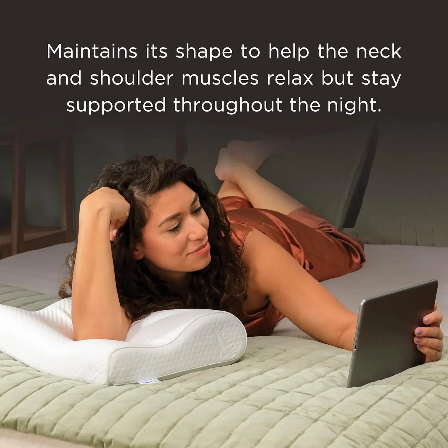 Ergonomic Neck Pillow for Side and Back Sleepers, Extra Firm Support, Hypoallergenic Cover, Large White Peaceful Pleasures Health and Wellness