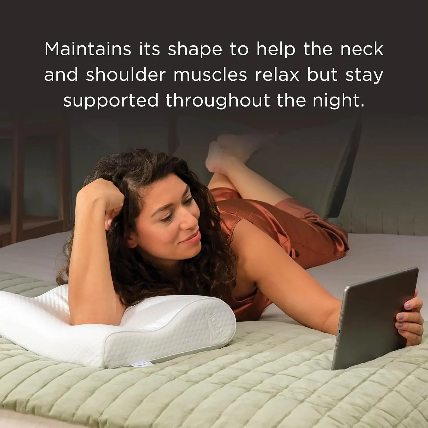 Ergonomic Neck Pillow for Side and Back Sleepers, Extra Firm Support, Hypoallergenic Cover, Large White Peaceful Pleasures Health and Wellness