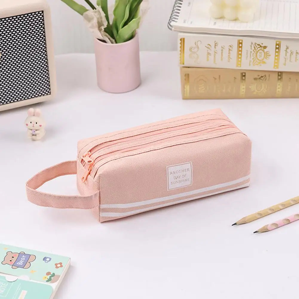 Large Capacity Double Layer Oxford Cloth Pencil Case
