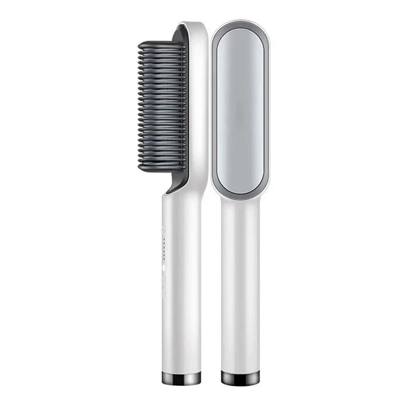 Thermostatic hair straightener Comb 5 temperature settings Straightening brush Quick heat professional hair straightening brush Peaceful Pleasures Health and Wellness White US