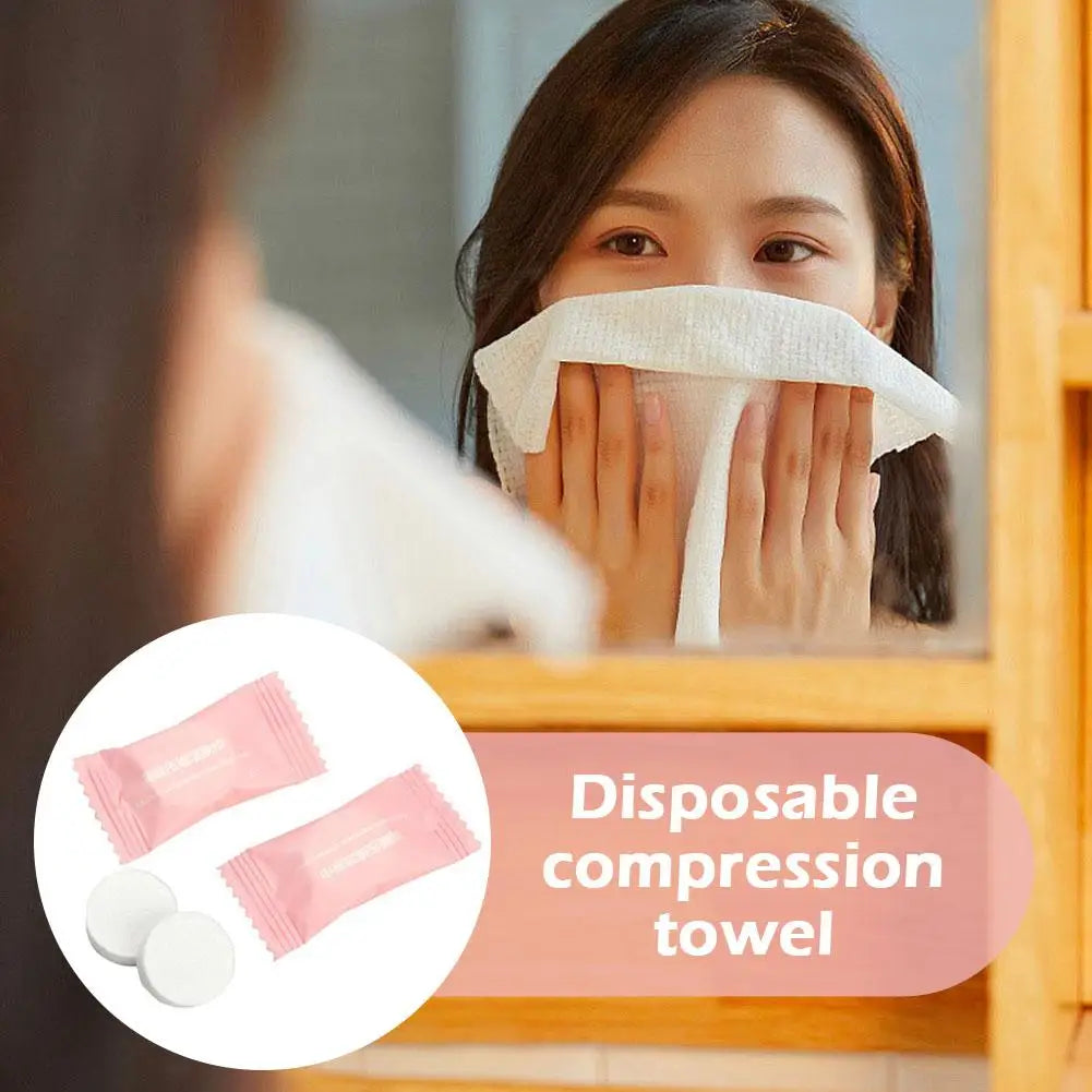 50Pcs Compressed Towel Tablets,Individually Wrapped Mini Portable Towels ,Disposable Face Washcloths for Travel,Gym,Home,Outdoor Peaceful Pleasures Health and Wellness