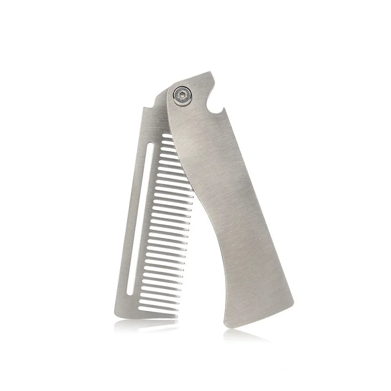 Men Retro Oil Head Comb Portable Folding Stainless Steel 201 Comb Hairdressing Styling Round Teeth Comb Texture Modeling Steel C Peaceful Pleasures Health and Wellness Large size