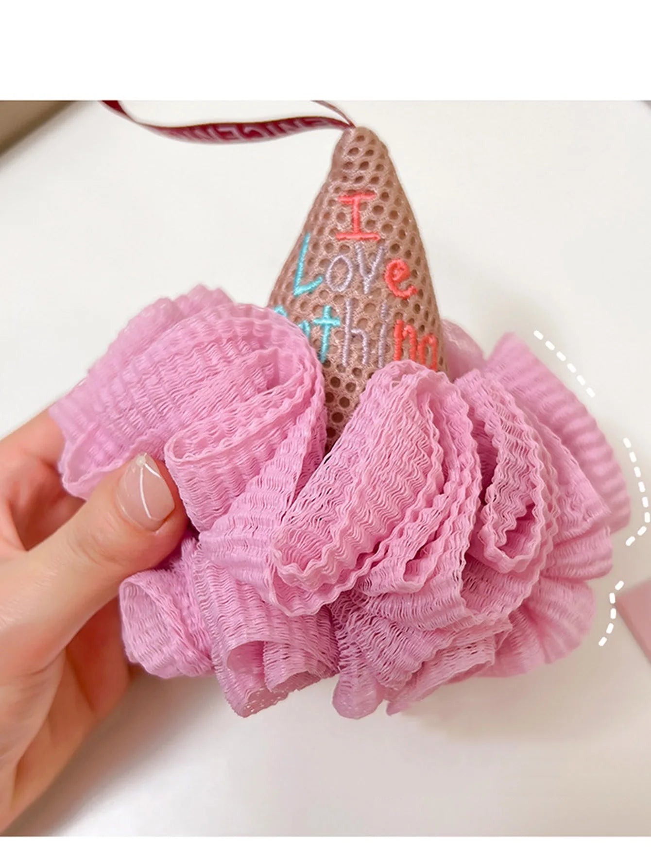 1Pcs Men Women Cute Ice Cream Bath Ball Nylon Mesh Shower Ball for Body Cleaning Reusable Bath Accessories Peaceful Pleasures Health and Wellness
