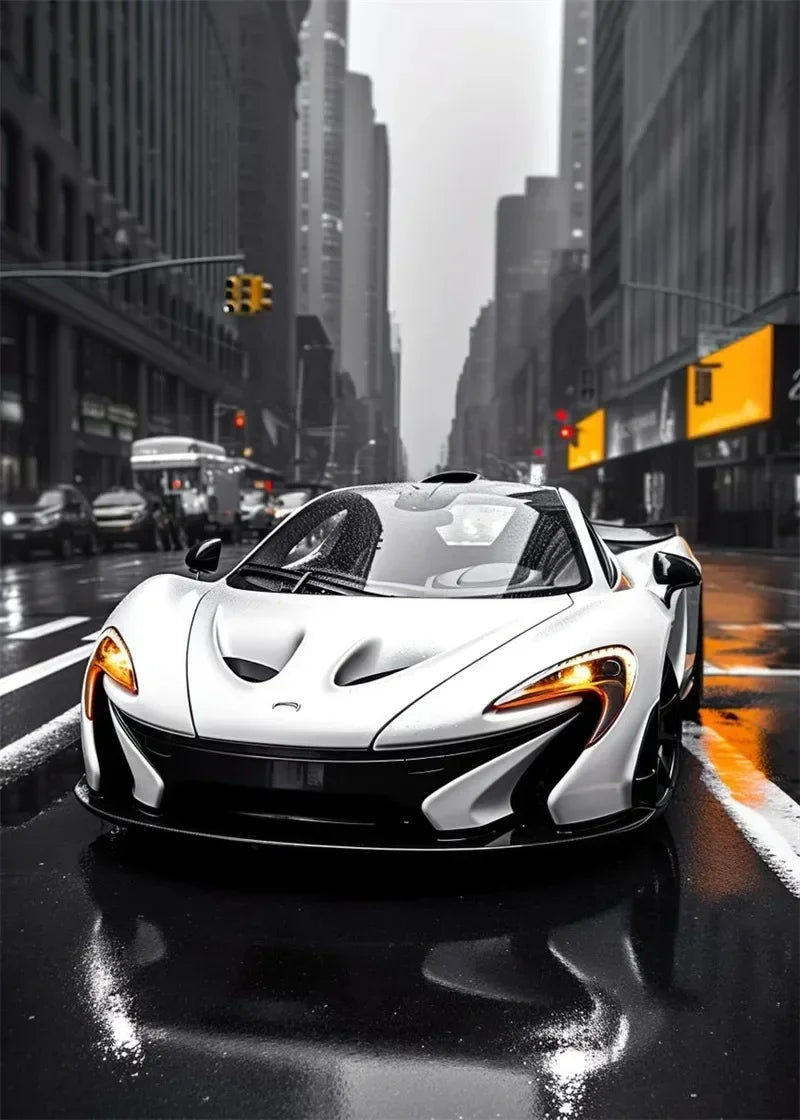 Black and white luxury car canvas super car canvas mural painting living room home aesthetics wall decoration art Peaceful Pleasures Health and Wellness