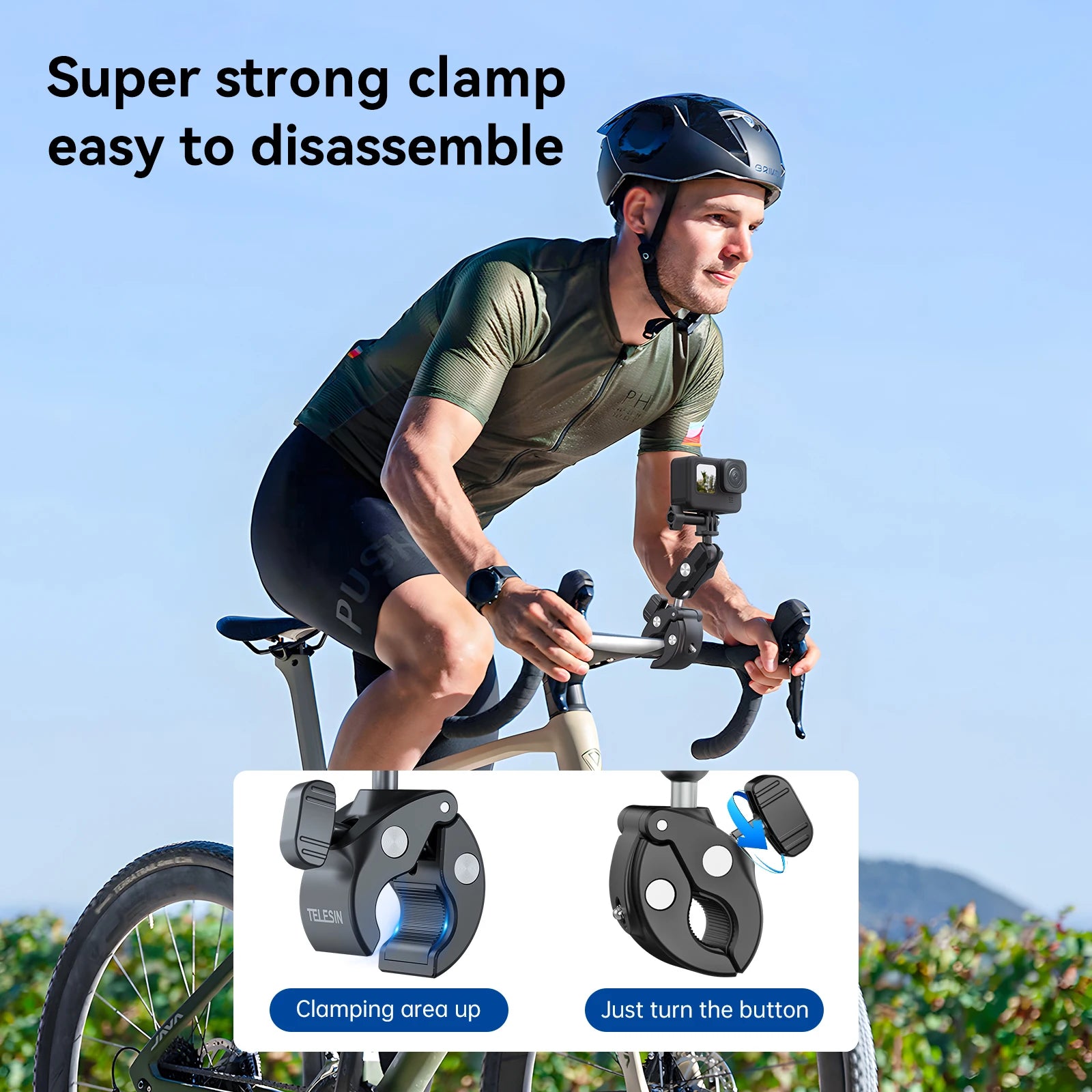 TELESIN Motorcycle Bicycle Rail Mount Clamp with 360 degree Ball Mount Clip For Gopro Hero 11 10 9 8 7 6 For Phone Action Camera Peaceful Pleasures Health and Wellness