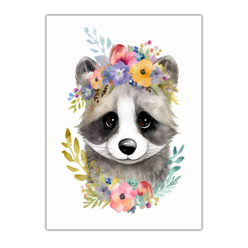 Nursery Bunny Sloth Floral Canvas Wall Art | Kids Room Decor Canvas Wall Art Print Peaceful Pleasures Health and Wellness 03 30x40cm No Frame China Mainland