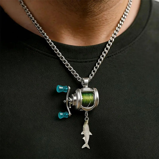 Fishing Reel Necklace – Spinning Pendant Gift for Anglers Fishing Pendant Necklace Peaceful Pleasures Health and Wellness